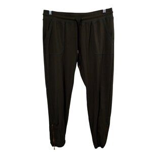 Zyia Everywhere Zipper Joggers Size L Active Green Stretch Pockets Pants Workout